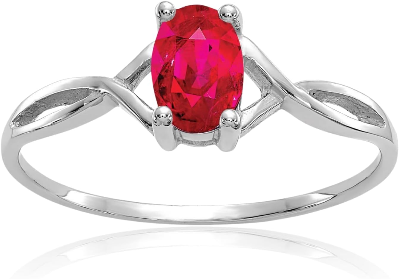 IceCarats 14K Solid White Gold 0.45 carat Red Ruby Solitaire Ring Oval Cut, Natural, Prong Set