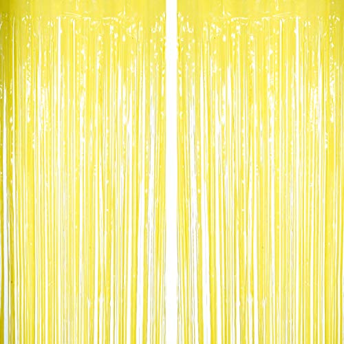 Yellow Tinsel Foil Fringe Curtains Decorations - You are My Sunshine Baby Shower Birthday Party Phot - //coolthings.us