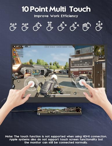 Image of ZSCMALLS 17.3'' 4K Touch Portable Monitor for Laptop, 3840Px2160P Touch Screen with HDR, 100% sRGB 1500:1, Ultra Slim & Eye Care,Travel Monitor External for Laptop, Mac, PC, PS5, Xbox