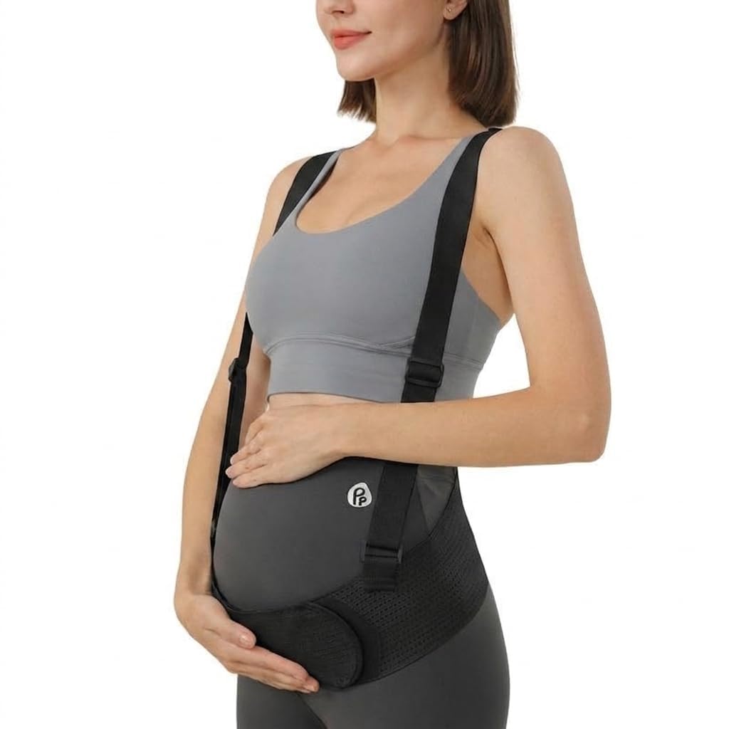 Pregnant Women Maternity Support Belt XXL Black Adjustable Pregnancy Belly Band with Shoulder Straps | Prenatal Abdomen Lift & Back Support Belt Comfortable Pregnancy Support for Daily Wear & Postpartum Recovery-image-24
