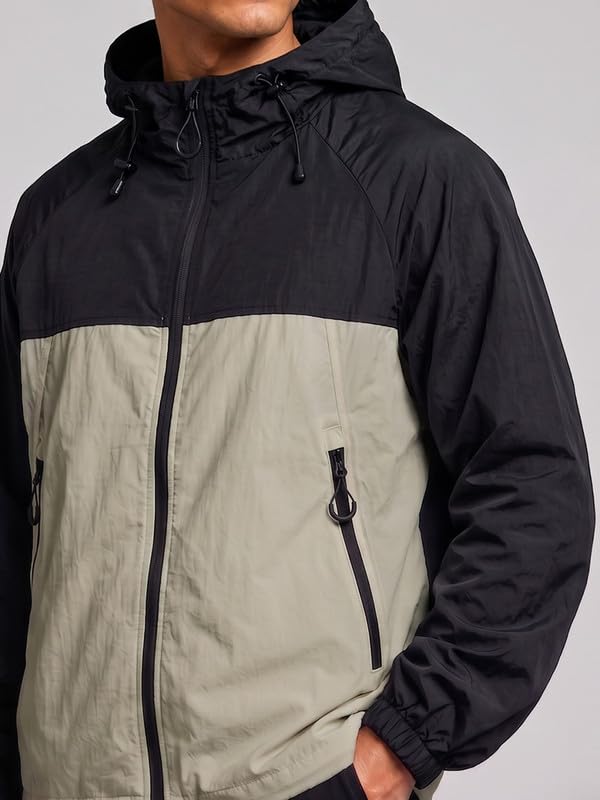 Image of CHKOKKO Windcheater Jacket For Men With Hood UPF 50+ UV Sun Protection | Lightweight Breathable Water-Repellent Windbreaker | Nylon Fabric Outdoor Running Biker Dailywear Jacket