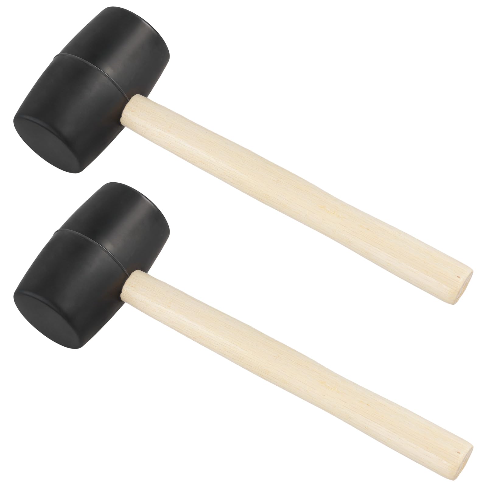 Cheungr Black 24Oz Rubber Mallet With Wooden Handle, Rubber Mallet Hammer Easy Grip For Woodworking, Tile Setting, Bricklaying, Furniture Assembly, Diy Projects - Pack Of 2