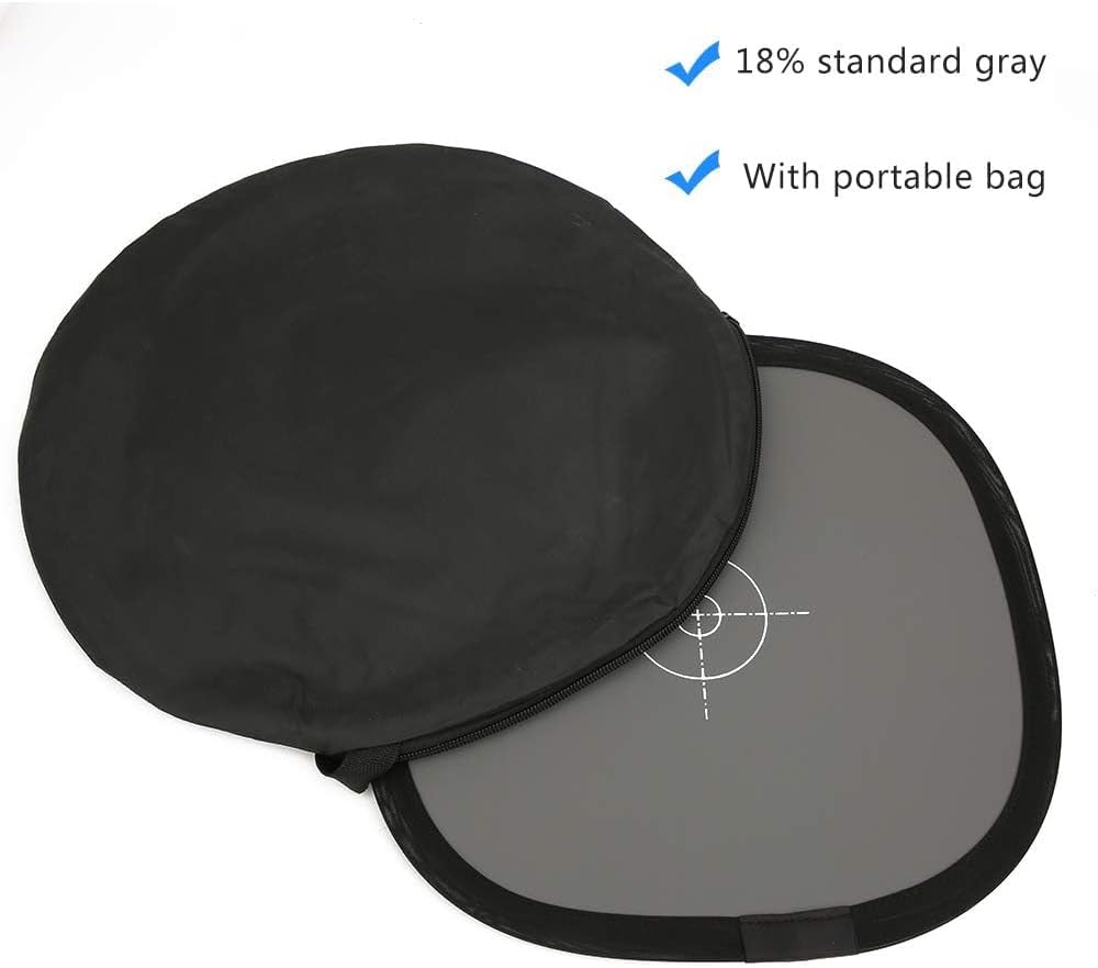 2PCS 30cm Gray/White Balance Card, White Balance 18% Gray Reference Reflector Grey Card Double Sides White Balance Card Reflector Plate with Carry Pouch for Camera