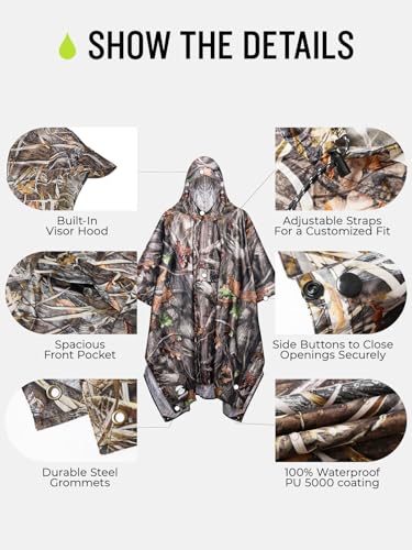 Saphirose 9002 Extra Thick Hooded Rain Poncho Waterproof Raincoat Jacket For Men Women Adults thumb #5