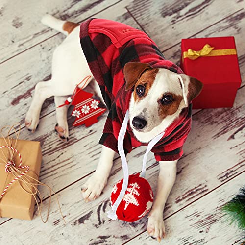 2 Pieces Plaid Dog Hoodies Buffalo Dog Hooded Sweatshirts Dog Cold Weather Coats Pet Clothes Apparel With Pocket For Small Medium Dogs (Black White, Red Black,Medium) #TOP4