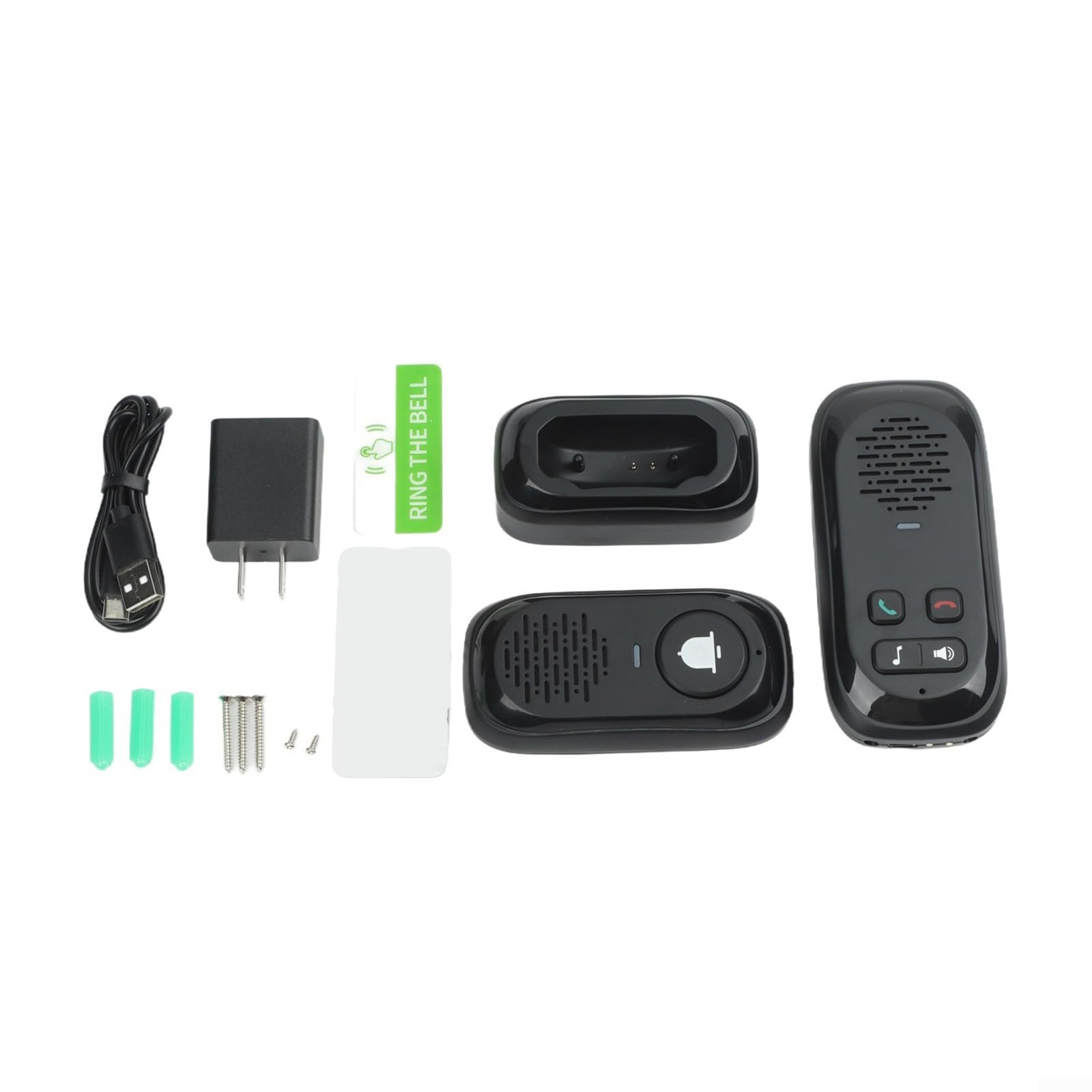 Interphone sans fil 300 m longue portée système audio bidirectionnel étanche unité extérieure pour la sécurité à domicile des personnes âgées matériau ABS (noir)