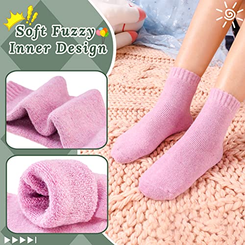 Children's Winter Warm Wool Solid Color Socks Kids Boy Girls Thermal Crew Socks 6 Pairs(Solid Color,4-7 Years) #TOP2