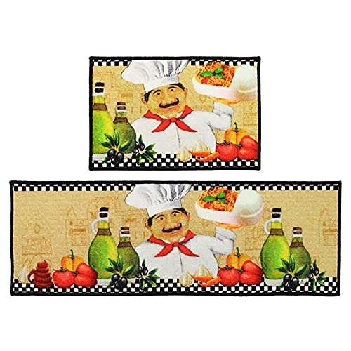 Huangxing - 2 Pieces Kitchen Mat Set Decorative Non-Slip Kitchen Floor Mat Soft Bath Rug Doormat Runner Carpet Set Doormat Bathroom Entrance Mats,C (Color : A) #TOP12