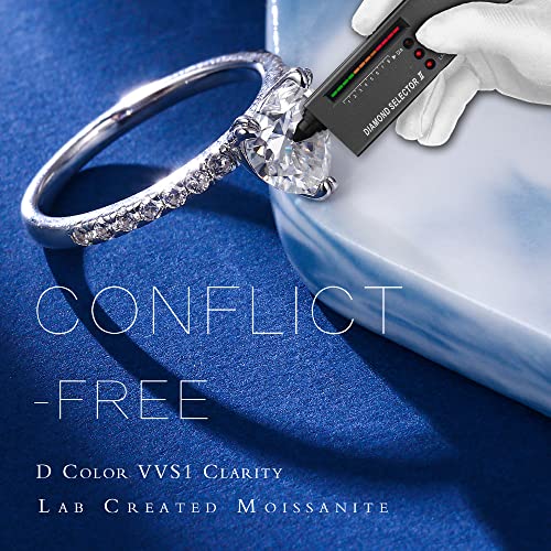 MOOSEA Heart Moissanite Promise Ring, 1.5ct D Color VVS1 Clarity Lab Created Diamond, 14K White Gold Vermeil, Classic, Female2