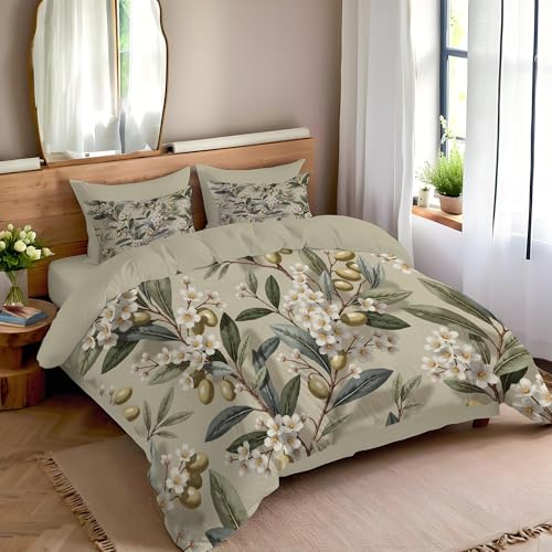 Housse couette réversible 240x220cm anti-plis en microfibre douce verte - 4