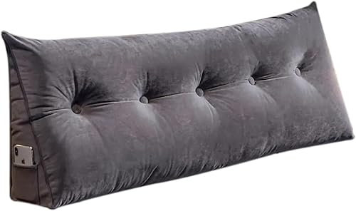 Almohada triangular de cuña para cabecero, respaldo de cama, cojín grande extraíble con bolsillos laterales, soporte de posicionamiento para