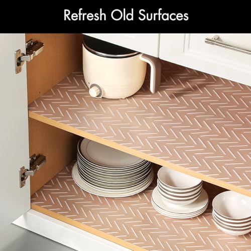 Image of Cooyes Shelf Liner -- Non-Slip Shelf Liners for Kitchen Cabinets - Waterproof Shelf Paper with Modern Pattern - Durable EVA Cabinet Liners