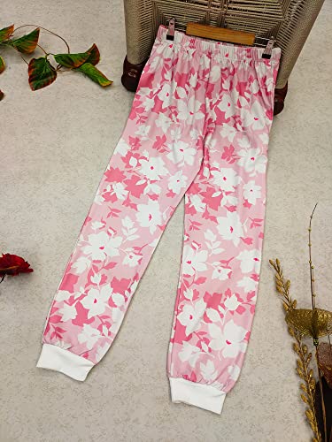 Image of Leriya Fashion Womens Wide Leg Pants Flowers Floral Print Drawstring Loose Long Trousers & Leggings