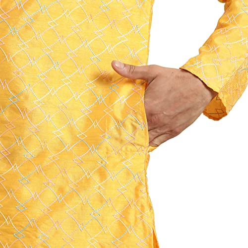 Image of SOJANYA Men's Silk Intricate Multi-Thread Embroidered Long Kurta | Ethnic Wear for Festive & Wedding