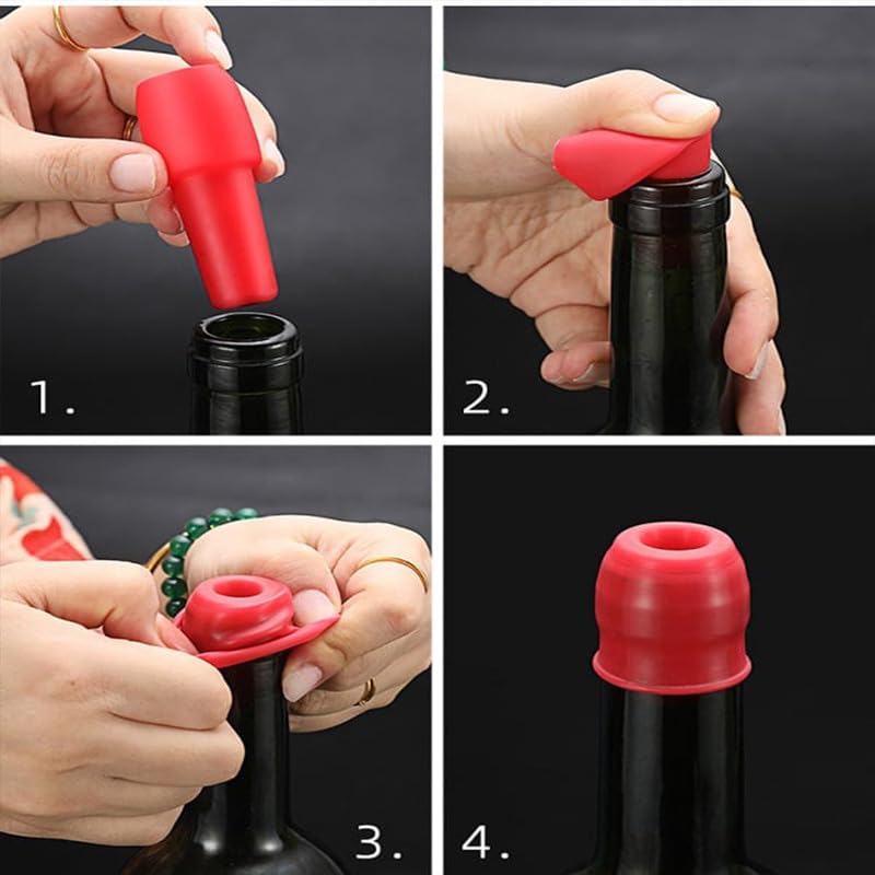 Tapón de botella de vino espumoso reutilizable mejorado 2024, tapones de vino para botellas de vino, tapones de silicona de doble sellado, tapas de tapa de botella de vino de corcho para cerveza