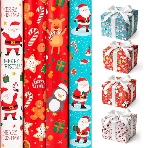 4 x 7M Cute Christmas Wrapping Paper roll -Perfect for Christmas Birthday Festival Party or Wedding Gift and Festive Decoration by Karma Ltd
