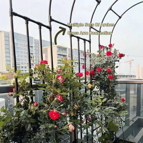 Metal Garden Arch Trellis for Climbing Plants, Half Wedding Archway for Outdoor Lawn & Patio Decoration, White 78.7" W x 94.5" H Garden Arbor