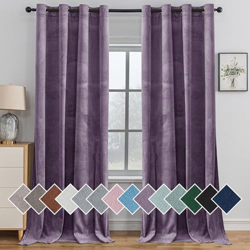 Ystyle Rideau Occultant Velours Lot De 2, 117x137cm, Rideaux Salon Rideau Thermique Isolant Anti Chaud Intérieurs, Rideau Phonique Anti Bruit, Moderne Chambre...