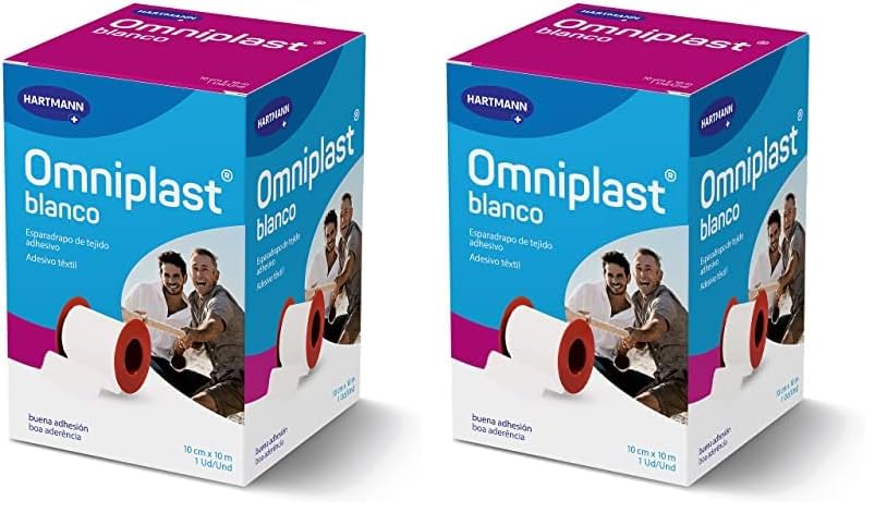 Omniplast, Esparadrapo de Tela Resistente, Pre-Tape para la Sujeción de Apósitos y Vendajes, Espadrapo Hipoalargénico y Resistente al Agua, Cinta Quirurgica, Tela Color Blanca (10cm 10m)