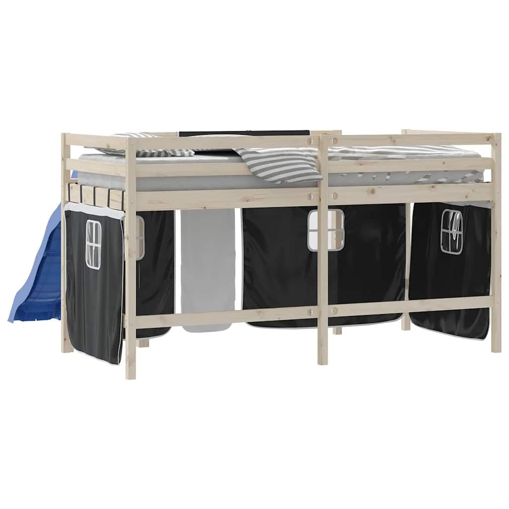 Cortinas para cama alta, color blanco y negro, poliéster 100% resistente, juego de 6 piezas con bolsillos de almacenamiento y alzapaños para habitación infantil
