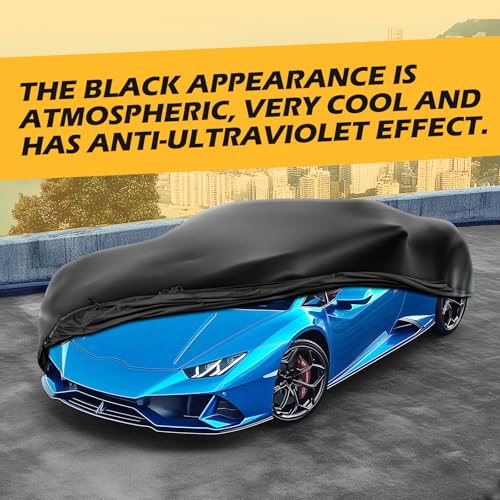 Image of DREAMOTOR Waterproof Car Cover for Corvette C8, PU Leather Car Cover Waterproof All Weather, Outdoor Indoor Car Covers Exterior Weatherproof, Stretch TPU Car Covers for Automobiles Car 165 inch L-180 L