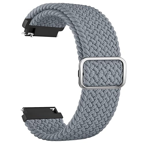 Elastic Strap for Garmin Venu 2/Venu 3/Vivoactive 4 45mm，Forerunner 255, 265 for Women Men, 20mm Adjustable Soft Nylon Stretchy Band for Garmin Forerunner 255/265 Music,Legacy Hero Strap Grey Blue