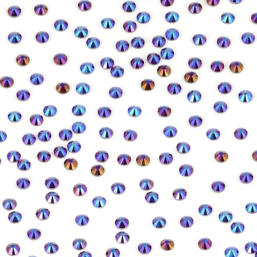 Image of Bymitel Hotfix Crystal Rhinestones Round Gems Iron on DIY Jewelry Making Flat Back for Crafts,Amethyst AB, 2mm(SS6 /2880pcs)