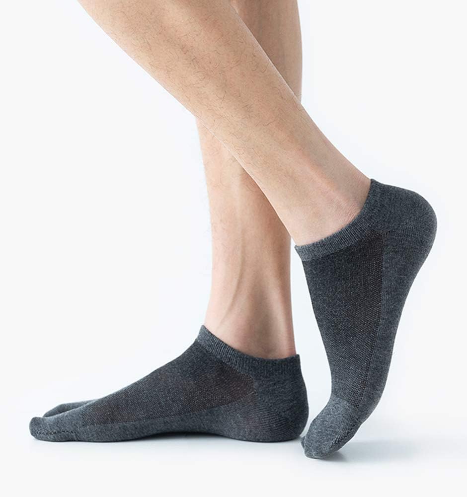 UBUMO Men's Tabi Flip Flop Socks Athletic Cotton Crew Two Toe 5/6 Pack - Image 6