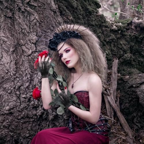 Lace Lolita Pearl Wrist Cuffs Gloves Halloween Lolita Black Lace False Sleeves Gloves Y2k Costume Accessories for Women Girls Halloween Cosplay Party Décor4