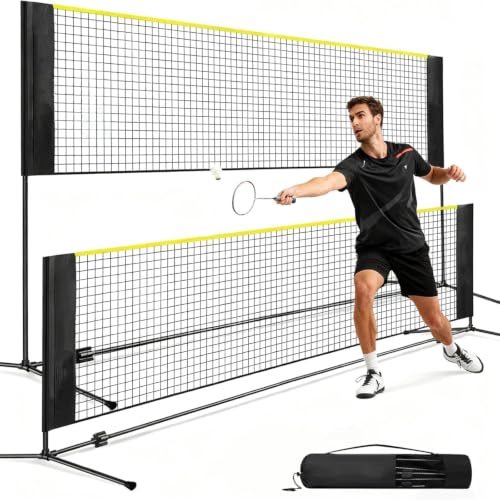 Badminton Net Height Adjustable Kids Volleyball Net Foldable Nylon Net 10 ft Wide Tennis Net Small Pickleball Net for Backyard Game and Indoor Outdoor Use Easy Setup