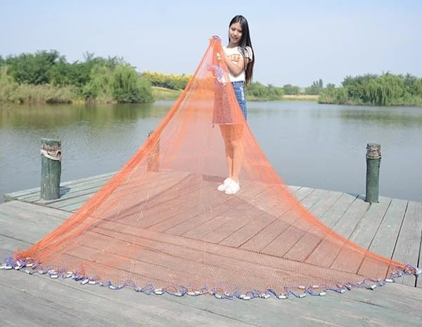Jannat Flavours Hand Throwing Fishing Net, Manual Lightweight Throw Cast Net with Fishing Tools Nylon High Strength Fishing Net for Ocean, Lake, Pond, River, Stream Fishing (Colourfull, Pack of 1) (B0D1VDNH91) Amazon Price History, Amazon Price Tracker