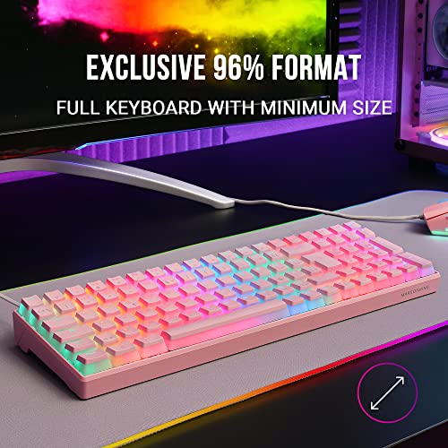 MKULTRA, Tastiera Meccanica RGB Rosa, Compatta 96%, Switch Outemu SQ Marrone, Portoghese-US - Tastiera gaming - Immagine 1
