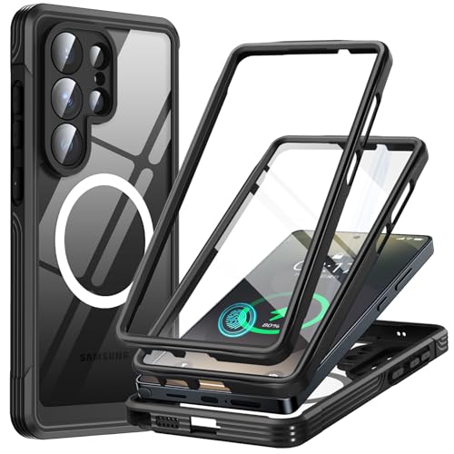 MESTRIEV Galaxy S26 Ultra �p �P�[�X�yMagSafe�Ή��E�ČRMIL�K�i�z�S�ʕی� 9H �����K���X �ϏՌ� �ی�t�B�����t�� �ϋv�� �y�� ���菝�h�~ �}�O�l�b�g���� ���C�����X�[�d�Ή� �w�ʃN���A ���ʕی� �X�}�z�P�[�X ����