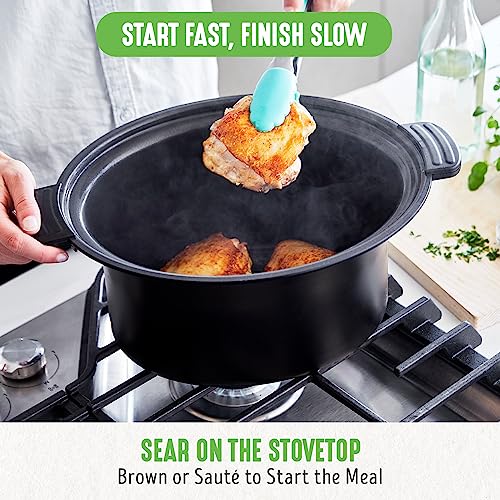 Greenlife Cook Duo Healthy Ceramic Nonstick Programmable 6 Quart Family-Sized Slow Cooker, Pfas-Free, Removable Lid And Pot, Digital Timer, Dishwasher Safe Parts, Pink #TOP5