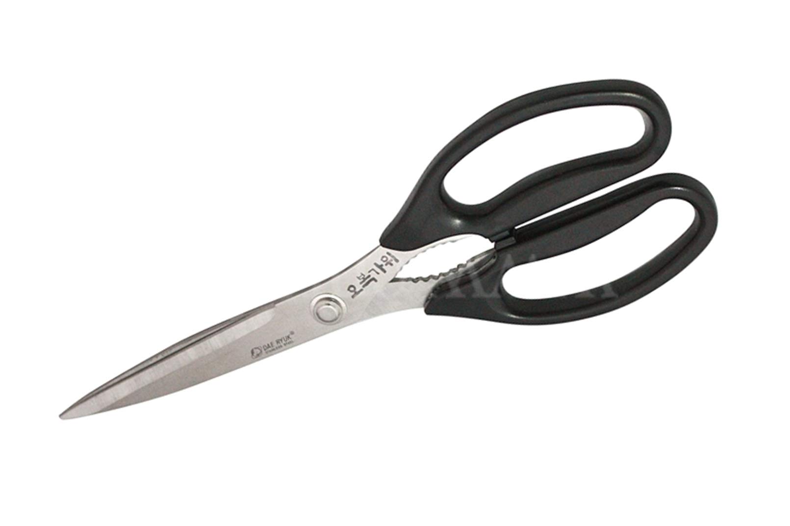[Ohbok] Scissors Using at Korean BBQ Restaurant, Enhanced Stainless Steel Blade for Beef, Prok, Poutry, and Fish (Black)