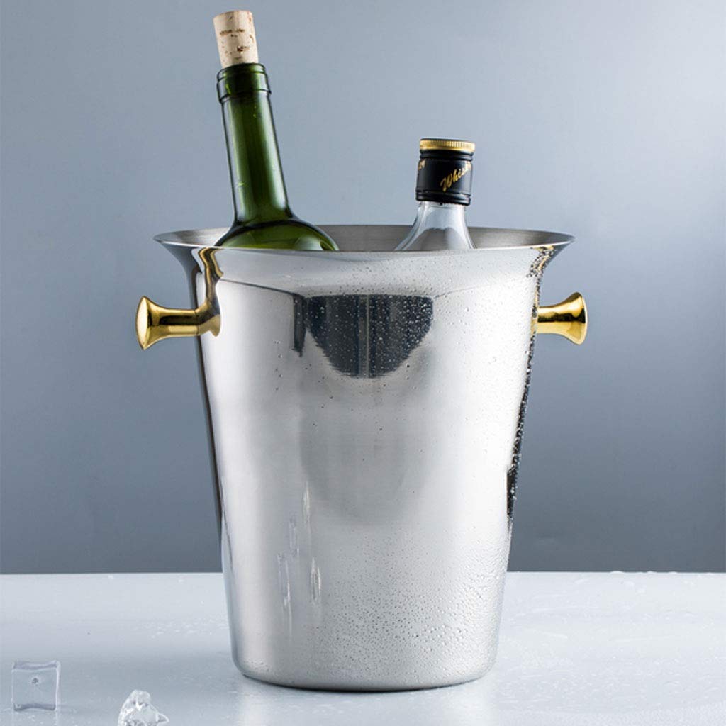Ice Bucket Edelstahl EIS Eimer Tragbarer Eiskübel Hotel Wein Eimer Champagner Eimer Getränk Eimer Party Aktivitäten und Camping Geschirr sektkühler eiseimer (Color : B)