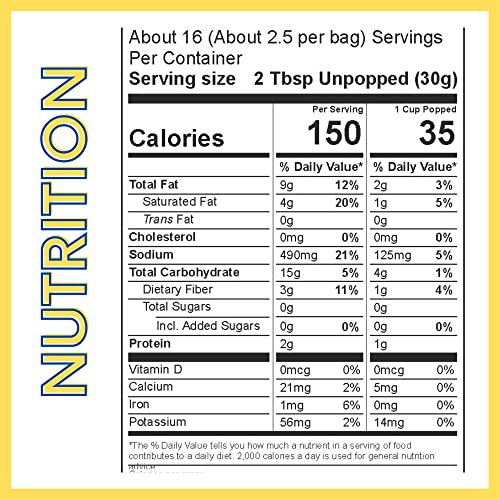Cousin Willie's Microwave Popcorn Bags, White Cheddar (6 bags), Gourmet Popcorn Boxes for Party, Whole Grain Popcorn, Gluten Free, Low Calorie Healthy Snack, Made in USA, non-GMO - image 3