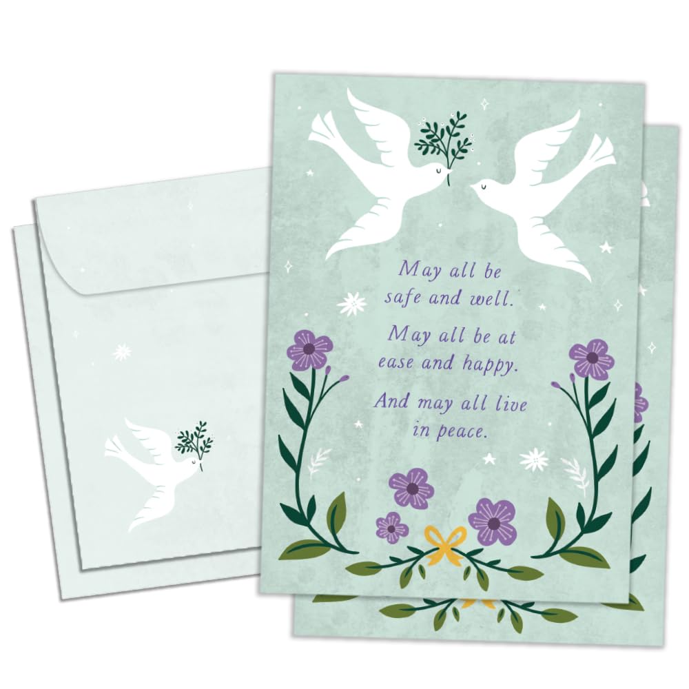 Tree-Free GreetingsNew Year 2 Pack with Matching Envelopes, Eco Friendly, Made in USA, 100% Recycled Paper, 5 x 7, Metta Meditation (GT65829)