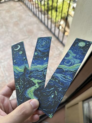 Image of Vincent Van Gogh Starry Night Bookmarks - Set of 3 | Inspired by Iconic Post-Impressionist Art | Premium Bioplastic Bookmarks for Readers, Art Lovers & Gifting