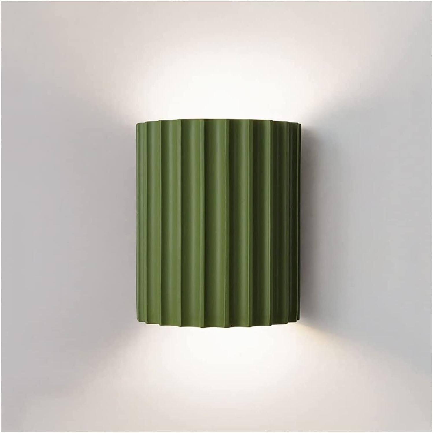 Aplique de pared LED semicilíndrico verde para iluminar pasillos oscuros con luz suave bidireccional