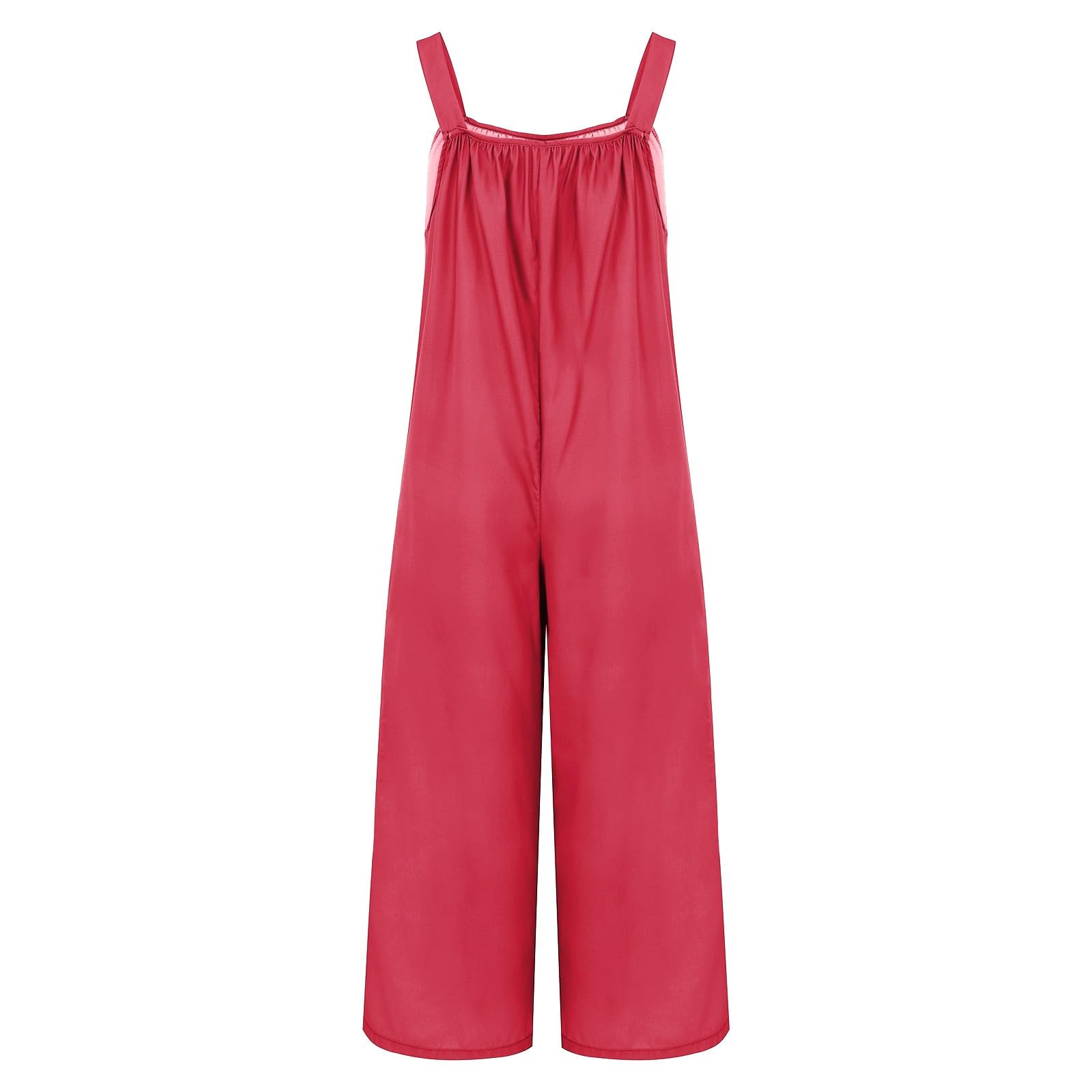 Salopette da donna lunga a gamba larga, in mussola di lino, leggera | Tuta, traspirante, tinta unita, bohémien, con bretelle, pantaloni in tessuto, con tasche, pagliaccetto, per spiaggia, vacanze