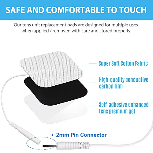 TENS Unit Replacement Pads 2”x2”, 20 Pcs TENS Electrode Pads for Electrotherapy, Self-Adhesive TENS Pads for EMS Muscle Stimulation Machine, Reusable, Latex-Free - Image 5