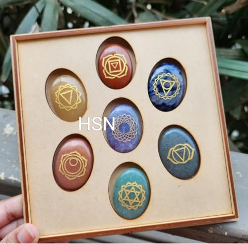 7 Chakra Engraved Reiki Crystal Set - Healing Gemstones for Reiki...