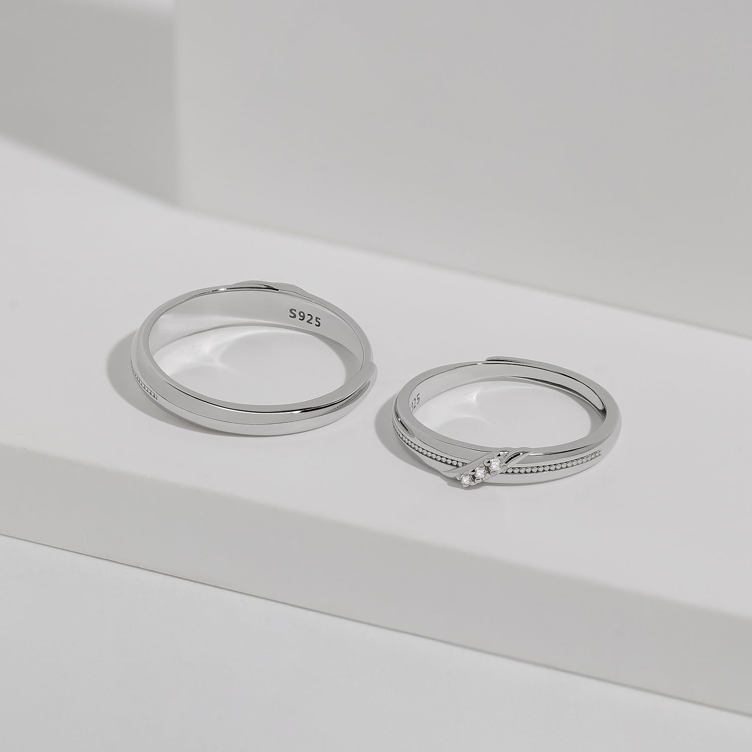 Meissa Bague Couple en Argent 925 – Anneaux Croisés Élégants pour Homme et Femme – Alliances Ajustables avec Détails Finement Sculptés – Cadeau d’Amour, Mariage, Anniversaire