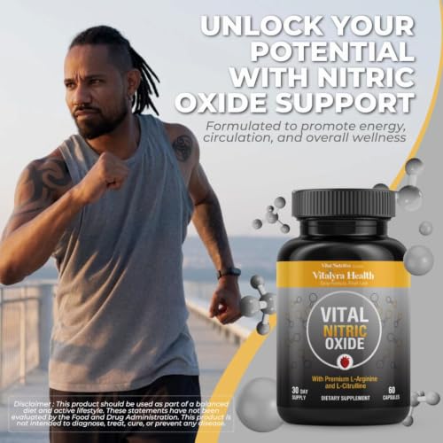 Image of Vital Nitric Oxide Supplements for Men - Workout Booster Supplement for Men - Nitrous Oxide Boost Blood Flow, Blood Pressure, Energy & Workout Performance with L Arginine L Citruline-60 Days Supply