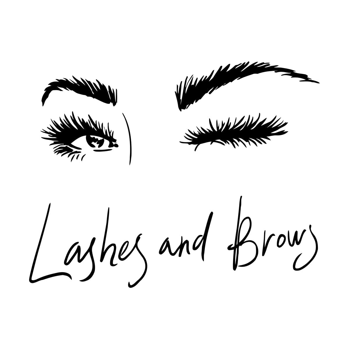 Lashes and Brows Vinyl Wall Deca Beauty Salon Decoration Beautiful Girl Eyes Wink Wall Spa Salon Wall Decor Extra Large - 75x95cm โ image 1