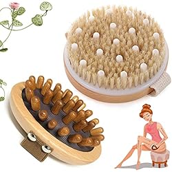 Yolistar Beauty Dry Brushing Body Brush - Cepillo para el Masaje Corporal Seco, Celulitis Cepillo de la Mano con Clavos de Madera, Cuerpo Cepillo para Mejora Las Funciones Linfáticas, Exfolia