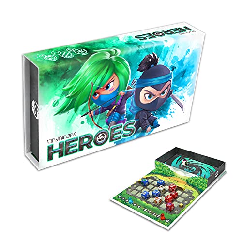 Tiny Ninjas: Heroes (Base Game) | Ages 10+ | 1 to 2 Players | Family Board Games | Board Games for Couples | Board Games for Kids | Strategy Games | Travel Games | Portable | Card | Dice