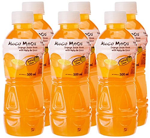 Image of Mogu Mogu Orange Juice with Nata de Coco Jelly 320ml (Pack of 18), Refreshing Tropical Thai-Made Sip & Chew Beverage