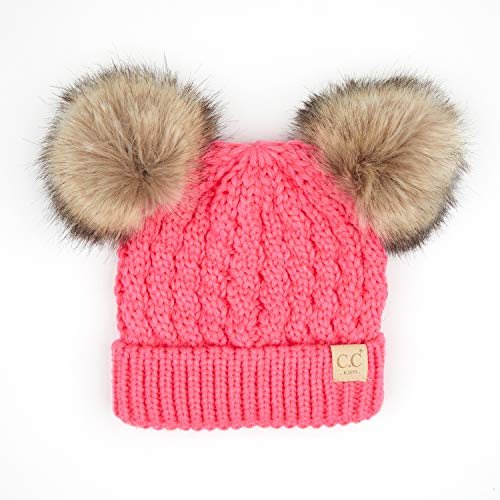Image of C.C Exclusives Children Kid Double Pompom Knitted Beanie for Kids Ages 2-5 (KID-23)(KID-24)(KIDS-2055)